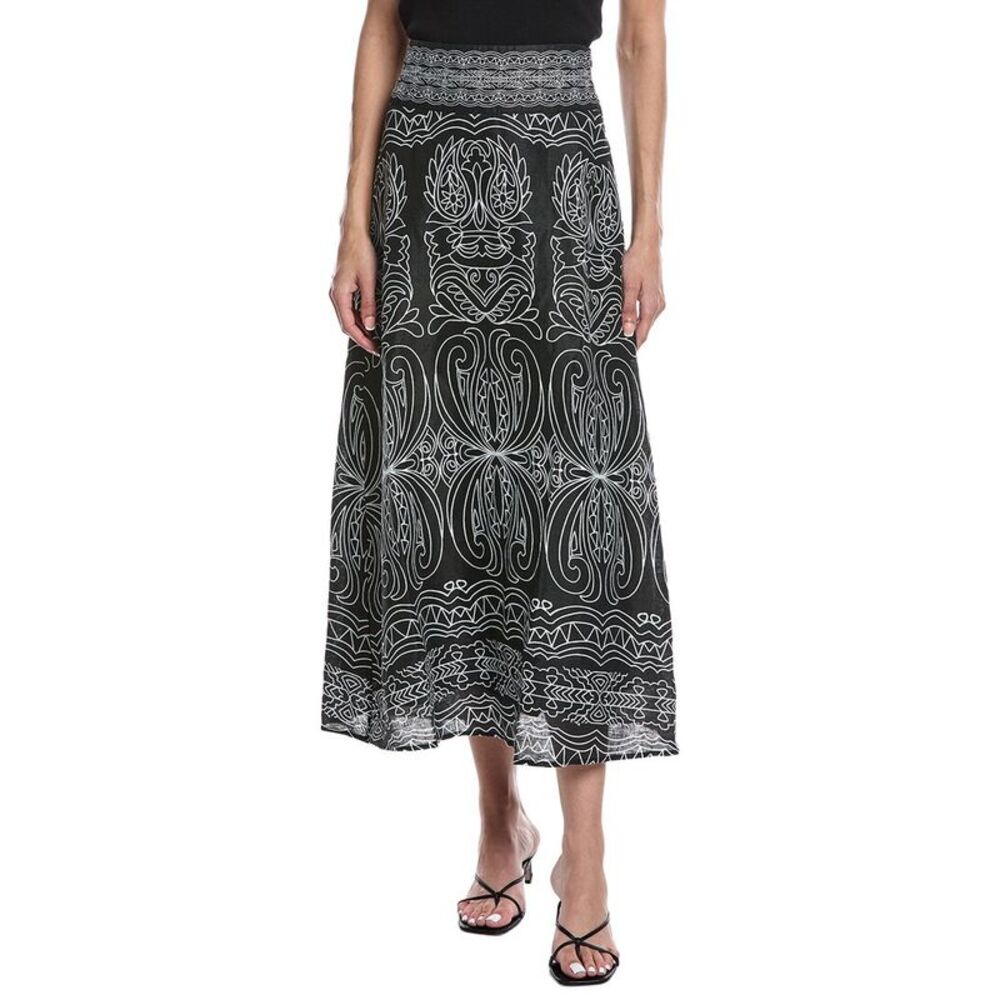 Tyler Böe Womens  Valentina Ember Linen Midi Skirt, Black